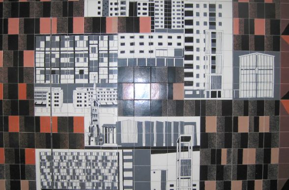 Gordon Cullen's ceramic tile mural for the Lower Precinct, Coventry, 1958