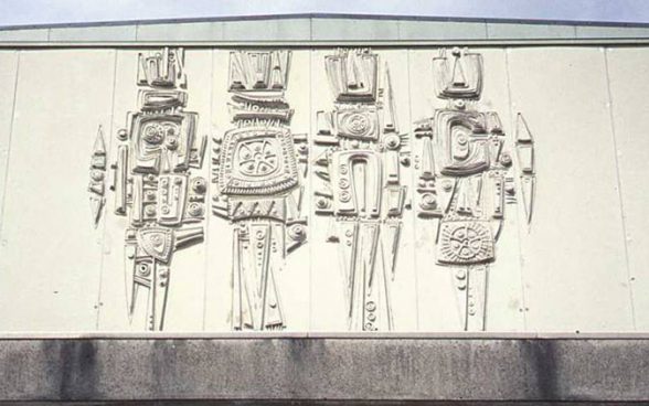 Charles Anderson's concrete mural for Greenock library, 1970, detail