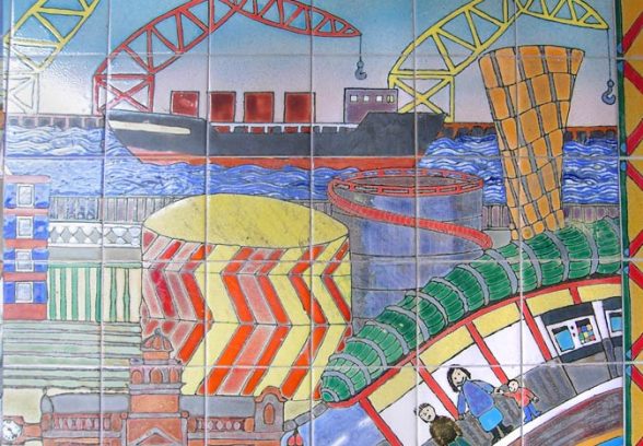 Christine Constant's mural for the Underpasses between Jarrow Town Hall and the Viking Shopping Centre, Jarrow, Co Durham