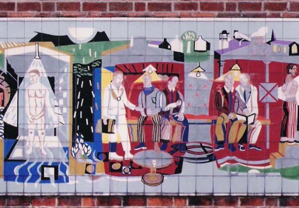 Michael Edmunds' mural for NHS in Llandough Hospital Trust, Wales, 1959, detail of mid section