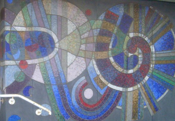 Alan Boyson ceramic tile mural at Cygnet House, Gravesham