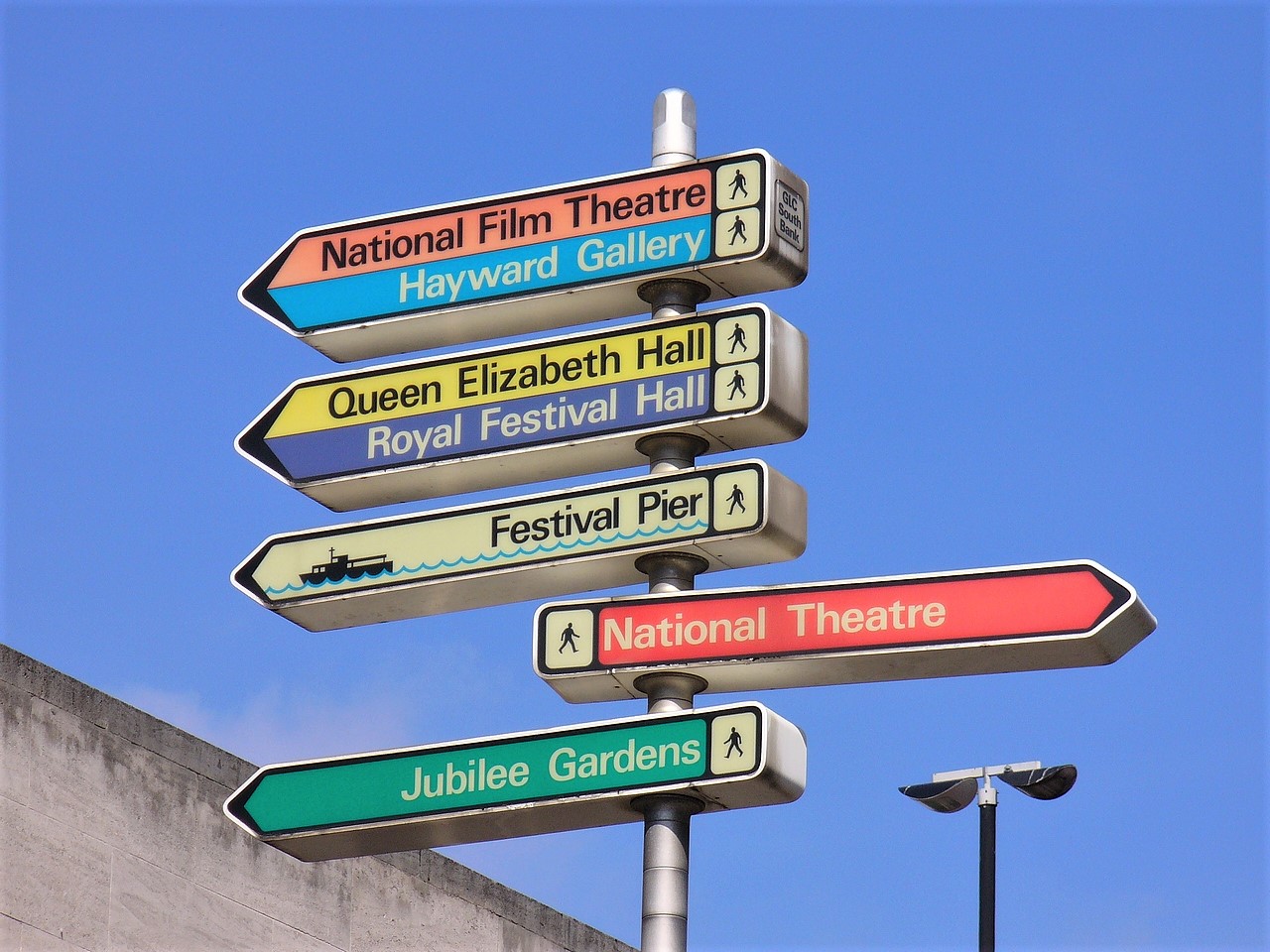 GLC-era JCDecaux illuminated fingerpost sign on the South Bank (c1980), locally listed in 2023.
Credit: Creative Commons
