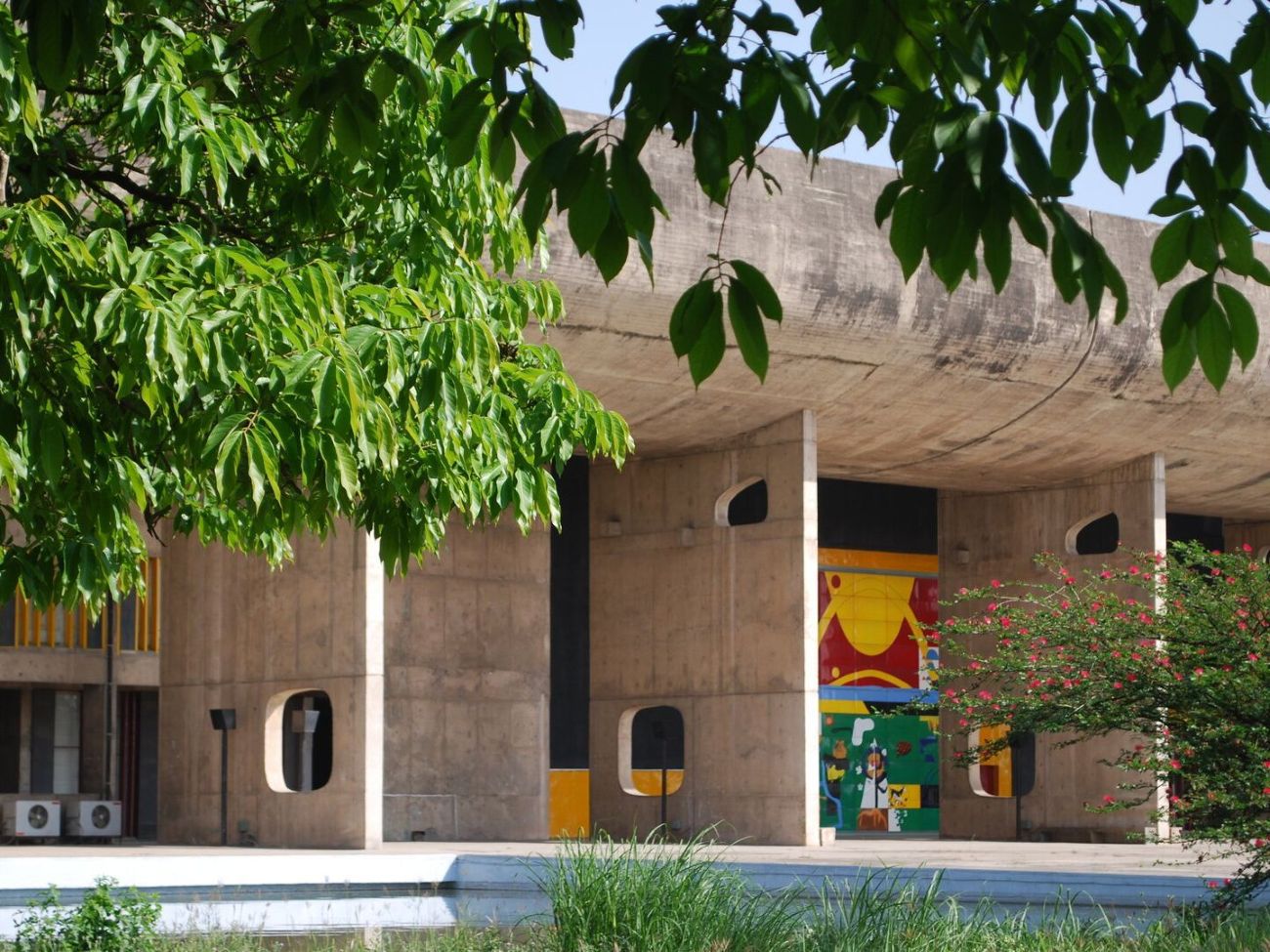 Chandigarh Palace of Assembly entrance door painted by Le Corbusier. Photo by Rajnish Wattas.
