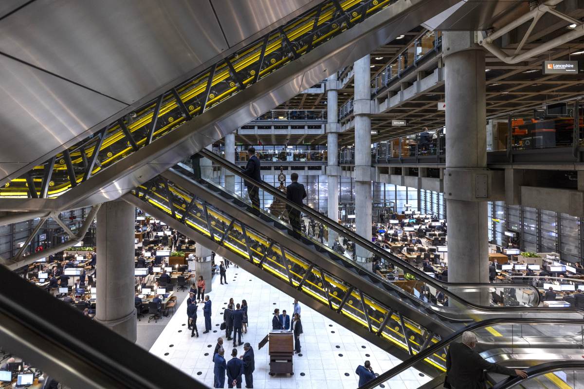 Lloyd’s Underwriting Room escalators. Jiricna worked on the interiors. Photo courtesy of Lloyd's.