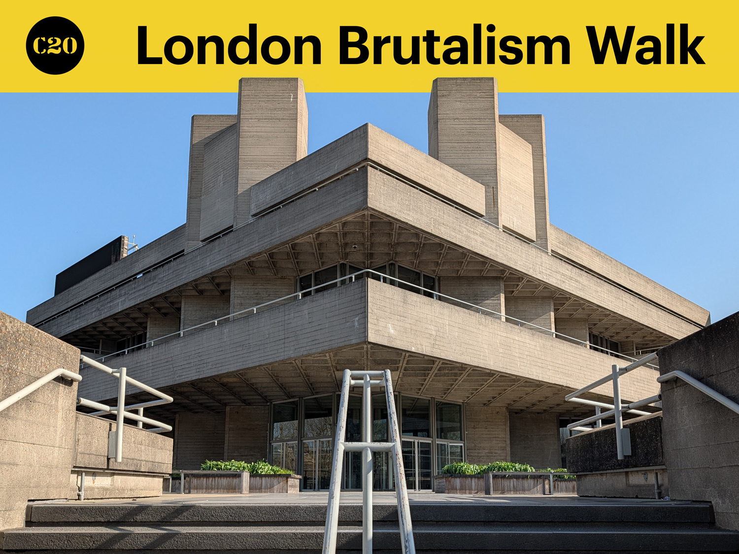 Grade II* listed National Theatre by Denys Lasdun & Partners (1976), London. Photo by Lukas Novotny.