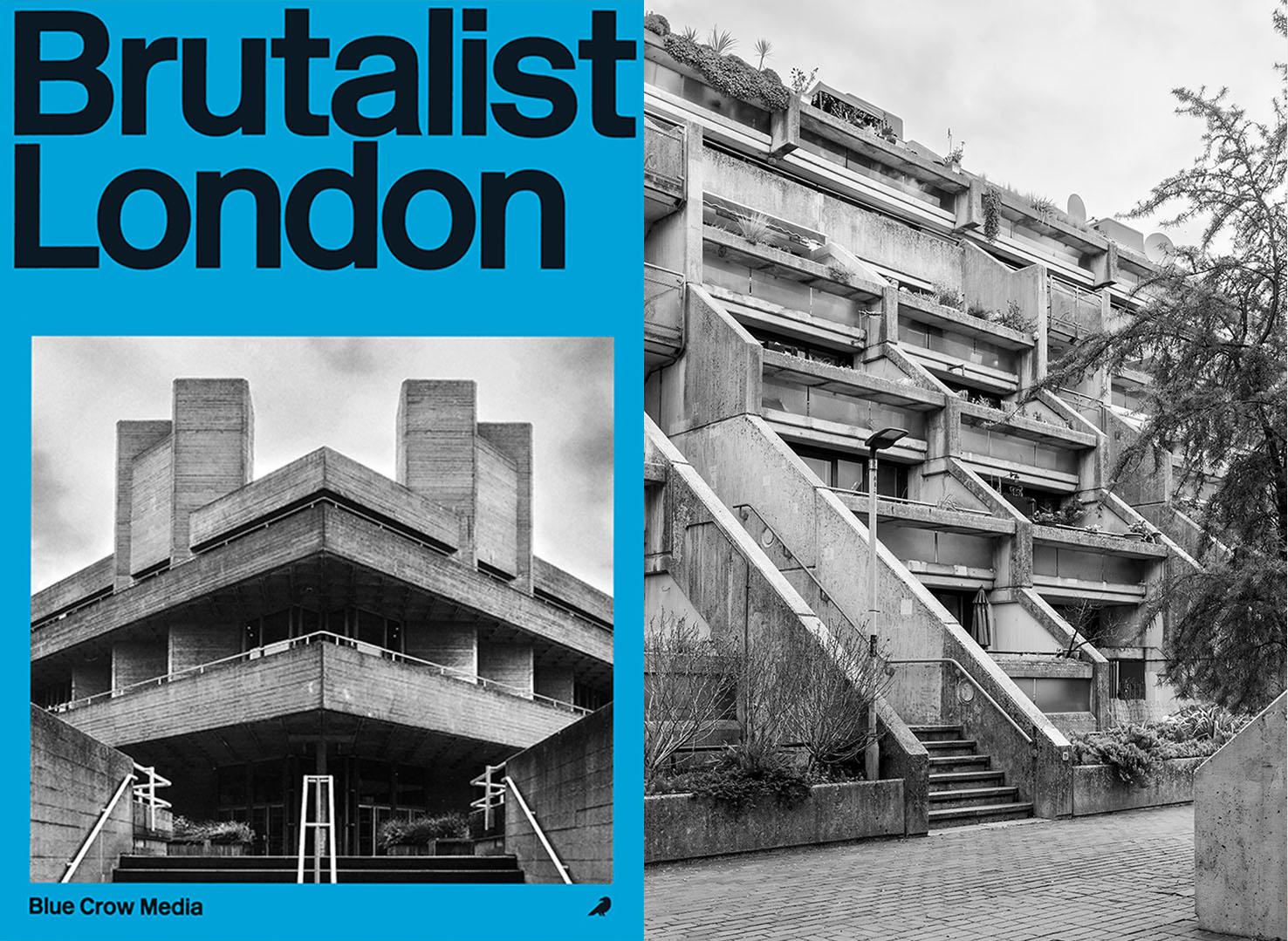 Cover of Brutalist London (Blue Crow Media, 2026) and Alexandra Road. Photos by Nigel Green.